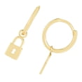 thumbnail image 3 of JewelStop 14K Yellow Gold Lock Dangling Charm Earrings with Polished Finish and Hinged Clasp - 1.20gr, 3 of 7
