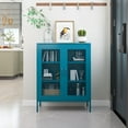 thumbnail image 7 of Elegant 40''H Metal Storage Cabinet with Mesh Doors,Steel Display Cabinet with Adjustable Shelves,Metal Office Storage Locker for Home Office,Blue, 7 of 7