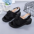 thumbnail image 3 of Anuirheih Women's Wedge Heels Sandals, Open Toe Buckle Ankle Strap Summer Thick Soled Shoes with Cute Bow, Gifts for Women Wife Girlfriend Mom(Black), 3 of 5