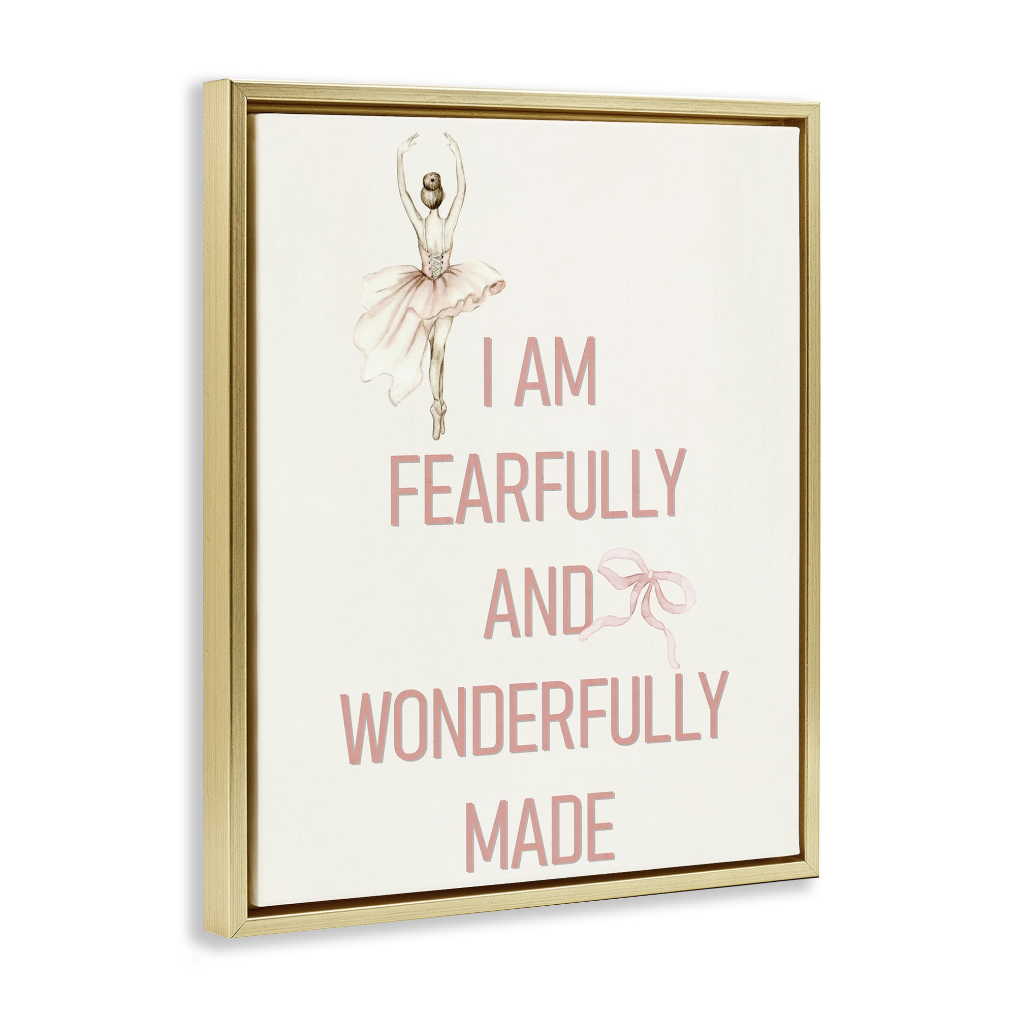 Wonderfully Made Ballerina Gold Framed Floater Canvas Wall Art, design by Kim Allen