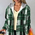 thumbnail image 7 of Hjlmsx Flannel Jacket for Women Trendy Fleece Lined Button Down Plaid Shacket Long Sleeve Hooded Jackets Fall Winter Coats Army Green XL, 7 of 7