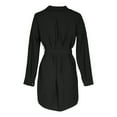 thumbnail image 5 of adviicd Womens Button Shirt Dress with Pockets Fall Mini Dresses Long Sleeve 3/4 Sleeve Long Tunics Blouse with Belt (Black, XL), 5 of 6