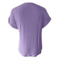 thumbnail image 3 of Adeawade Womens Tshirt Short Sleeve Solid Color Tops V Neck Classic Tee Daily Wear 2Xl Purple, 3 of 4