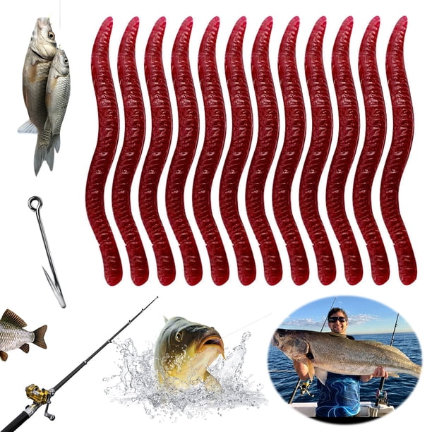 Gusano Blando Lombriz Tierra Cebo Blando Falso Lombriz Tierra Cebo para Peces Mar Cebo Pesca Gusano Rojo (rojo Oscuro 100/paquete)