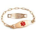 thumbnail image 1 of MedicEngraved Rose Gold Stainless Steel Custom Medical Alert Bracelet - 4mm Paperclip Link, 1 of 7