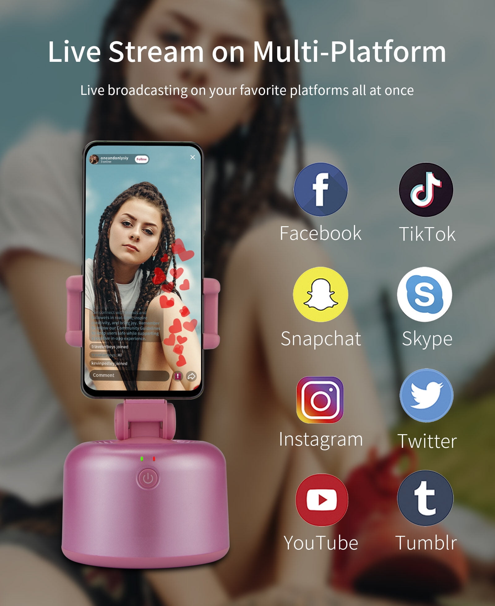 Smart Face Tracking Phone Holder 360 Degree Rotation Cell Phone - Main Image