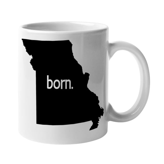 Missouri Born & MO USA State Map Outline, US Citizen Coffee & Tea Mug Cup (11oz)