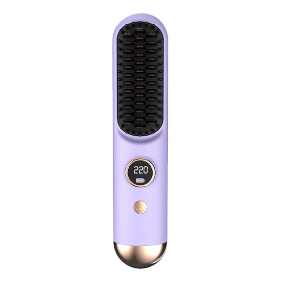 2026 Hair Straightener Brush Cordless Hair Straightener Brush For Short Hair Mini Portable Travel Straightening Hair Comb Brush With 9 Temps Fast Heating For All Hair Types,Purple