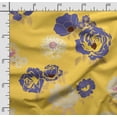 thumbnail image 2 of Soimoi Floral Printed, Japan Crepe SatinFabric, by The Yard 54 Inch Wide, Decorative Sewing Fabric for Dresses Kimonos Gowns, Yellow, 2 of 5