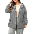 thumbnail image 3 of Womens Outdoor Jacket Waterproof Plus Size Turndown Collar Long Sleeve Solid Color Zipper Winter Fashion Jacket for Casual Cozy Loungewear, 3 of 10