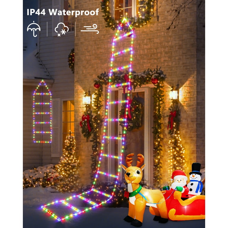 Toodour Christmas Decorations Lights, 10ft LED Ladder Lights with 8 Modes &  Timer, Waterproof Christmas Lights for Indoor Outdoor, Garden, Home, Wall,  Porch, Xmas Tree Decor (Multicolor) 