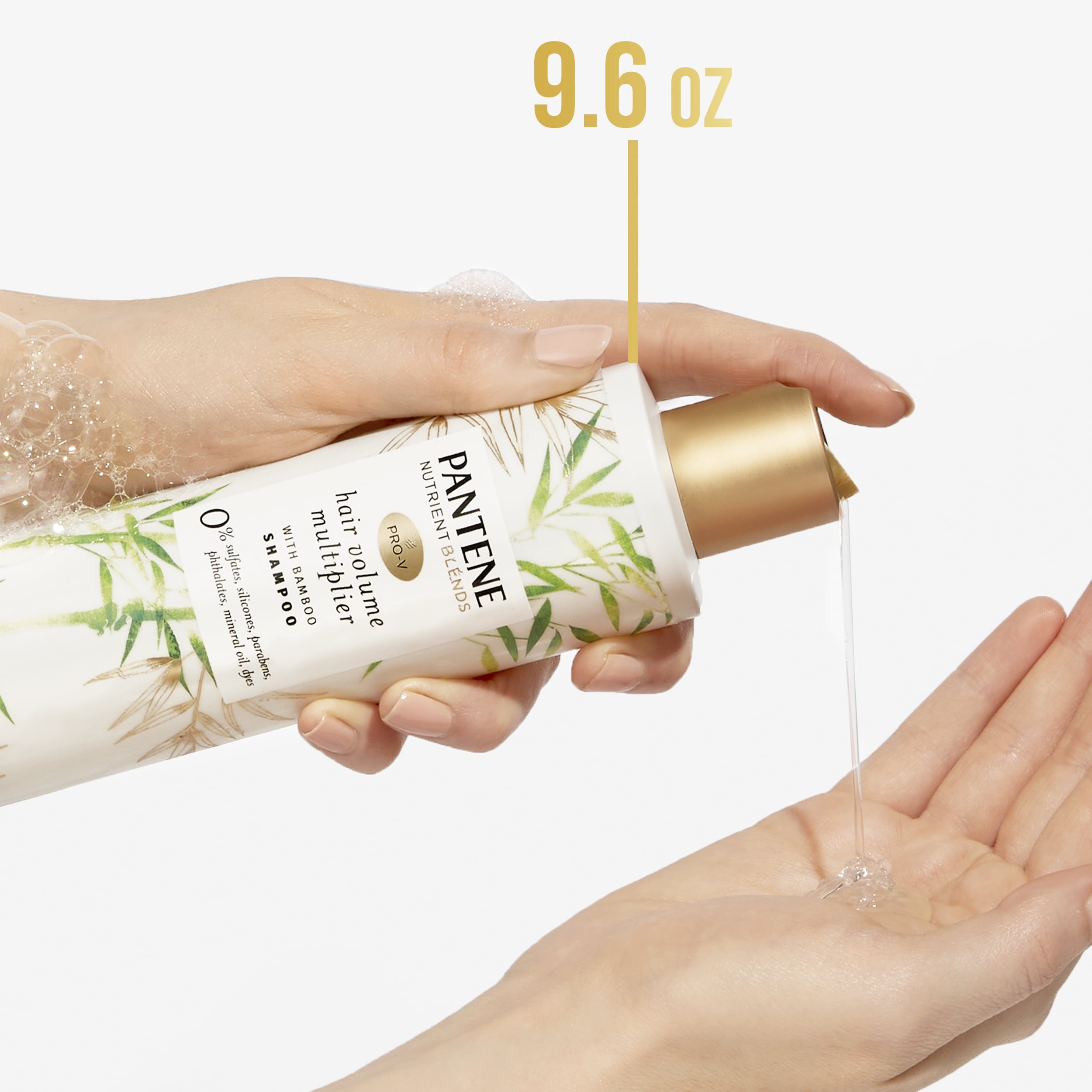 Pantene Sulfate Free Volumizing Shampoo, for Fine or Flat Hair with Bamboo, Color Safe, 9.6 oz