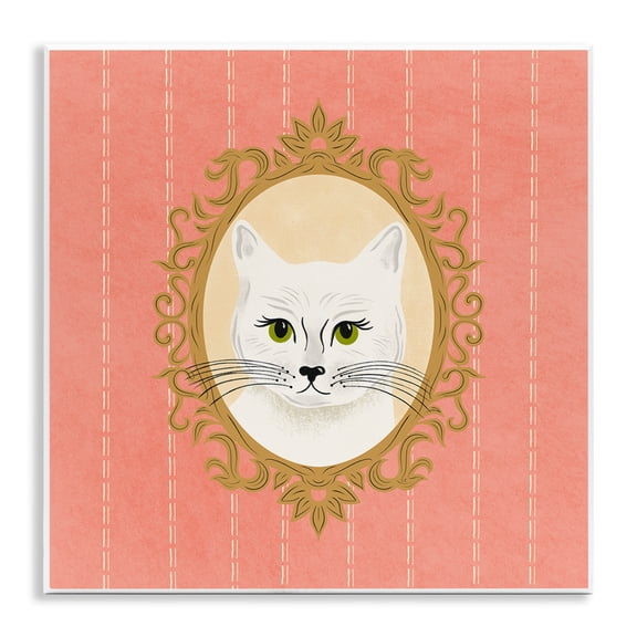 Stupell Industries Victorian White Cat Portrait Wall Plaque Art, 12 x 12, by Carrie Cantwell