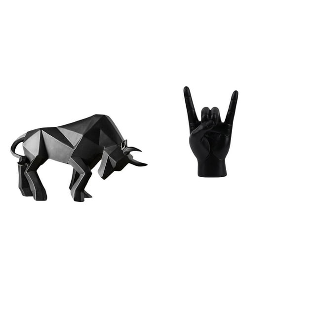 Estatua del toro,Estatua de toro,estatuilla,escultura,decoración de escritorio,Estatua del gesto de la roca,Estatuas y figuras de dedos con gestos de música rock,Esculturas de resina con