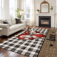 thumbnail image 2 of Bow on Heart Area Rugs 5'x7', Washable Small Throw Rugs for Laundry Room Playroom, Valentine's Day Love Black Gray Plaid Beige Indoor Outdoor Rug Non-Slip Low Pile Carpet Runner Reversible Floor Mats, 2 of 8