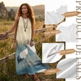 thumbnail image 7 of Jiueut Crane Bird Print Summer Maxi Dress Women, Sleeveless Tank Dress, Linen Look Long Dresses with Pockets, Loose Casual Flowy Beach Vacation Outfit, S, 7 of 7