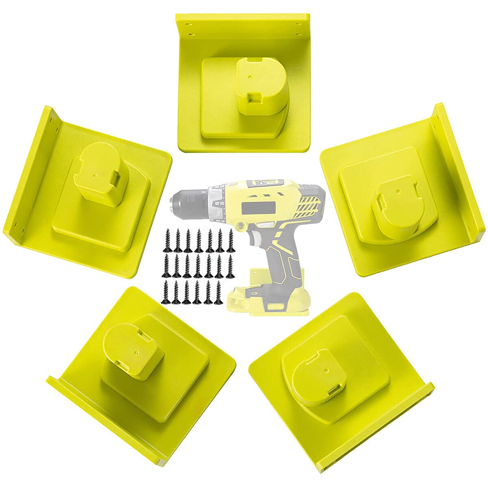 5x Battery Dock Holder Mounts, Screwable, Versatile Storage Solution for Power Tools for Ryobi 18V