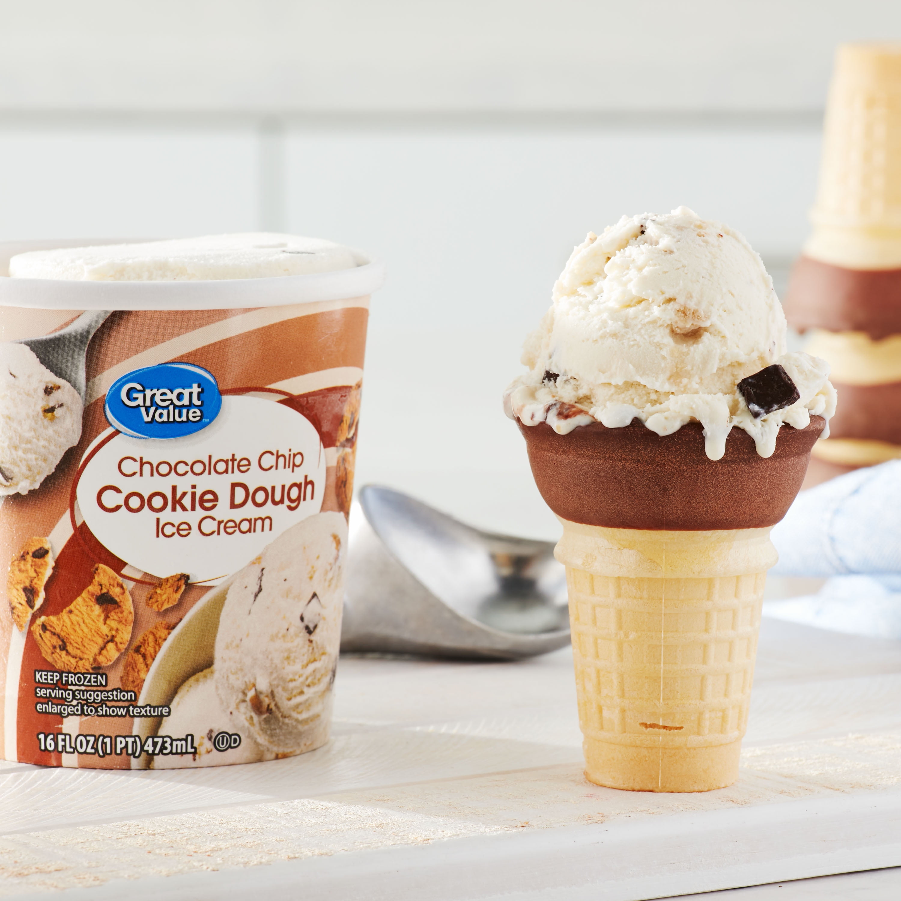 Great Value Chocolate Chip Cookie Dough Ice Cream, 16 fl oz