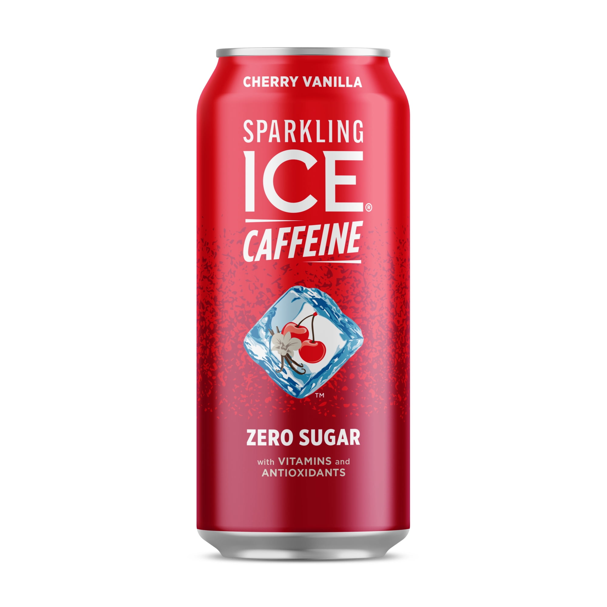 Sparkling Ice +Caffeine Zero Sugar Flavored Sparkling Water, Cherry Vanilla Sparkling Water, 16 fl oz Aluminum Can