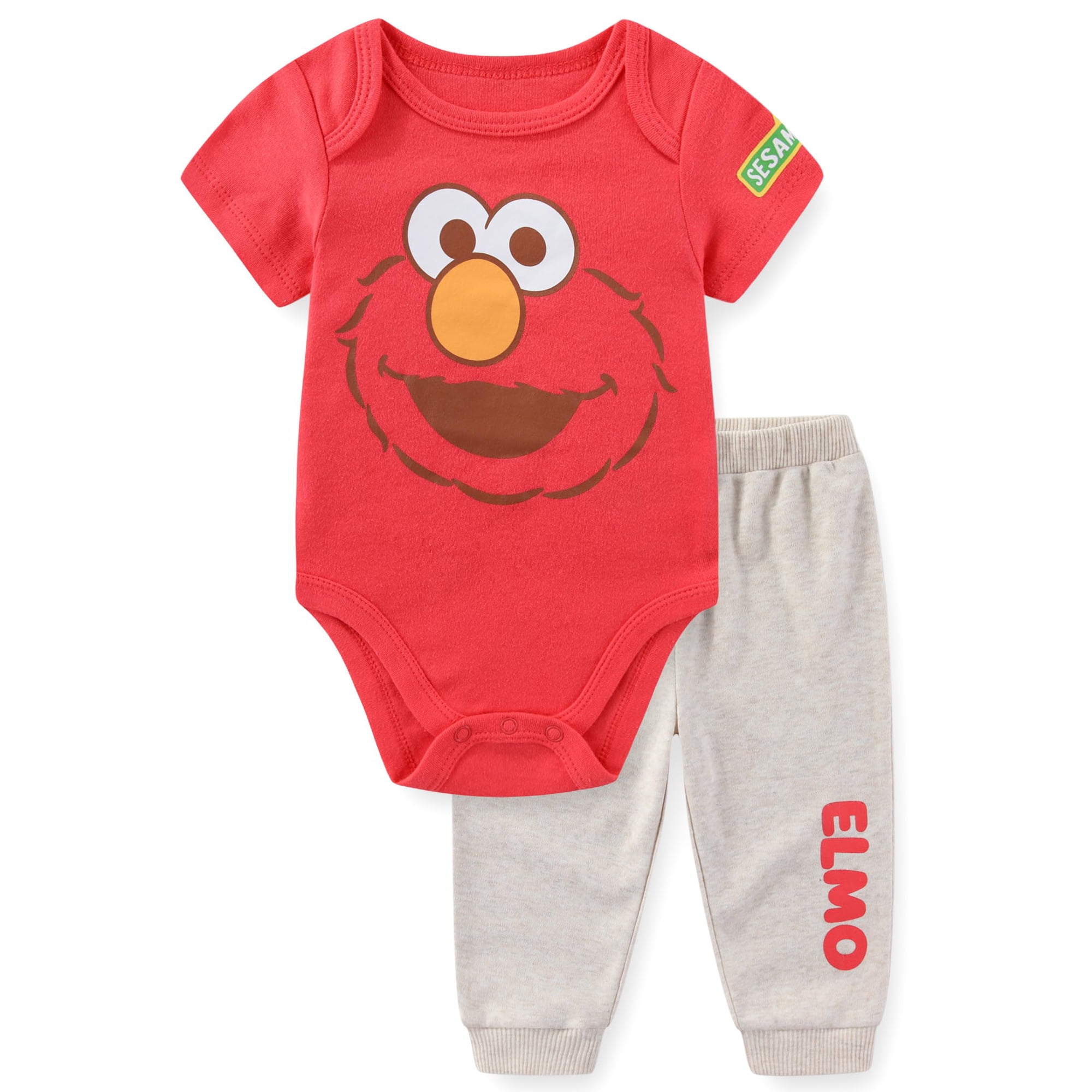 Sesame Street Elmo Short Sleeve Bodysuit and Pants Set (Baby Boys), 2 Piece Set, Sizes 3M-24M