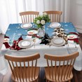 thumbnail image 3 of Blue Christmas Table Cloth Waterproof Tablecloths, Snowman Xmas Tree Winter Snowflake Tablecloth Dining Table Cover for Kitchen Party Tabletop Outdoor, Rectangle Tablecloth 60x102 Inch, 3 of 9