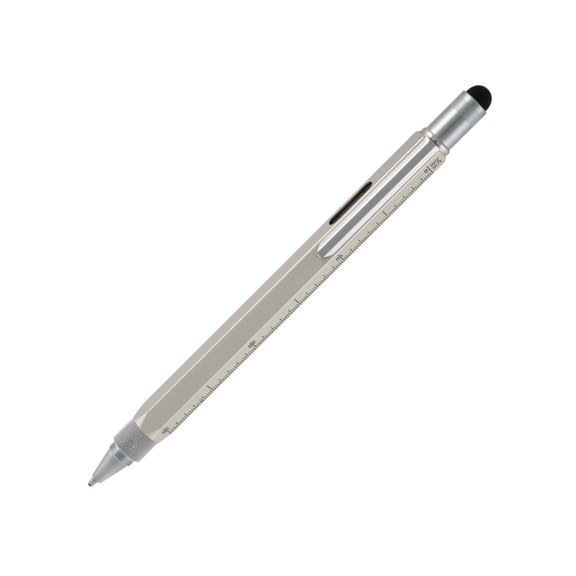 Monteverde® One Touch Tool Pen, Medium Point, 0.8 mm, Silver Barrel, Black Ink