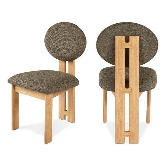 Pemberly Row 17" Fabric & Wood Dining Chair in Olive Green (Set of 2)