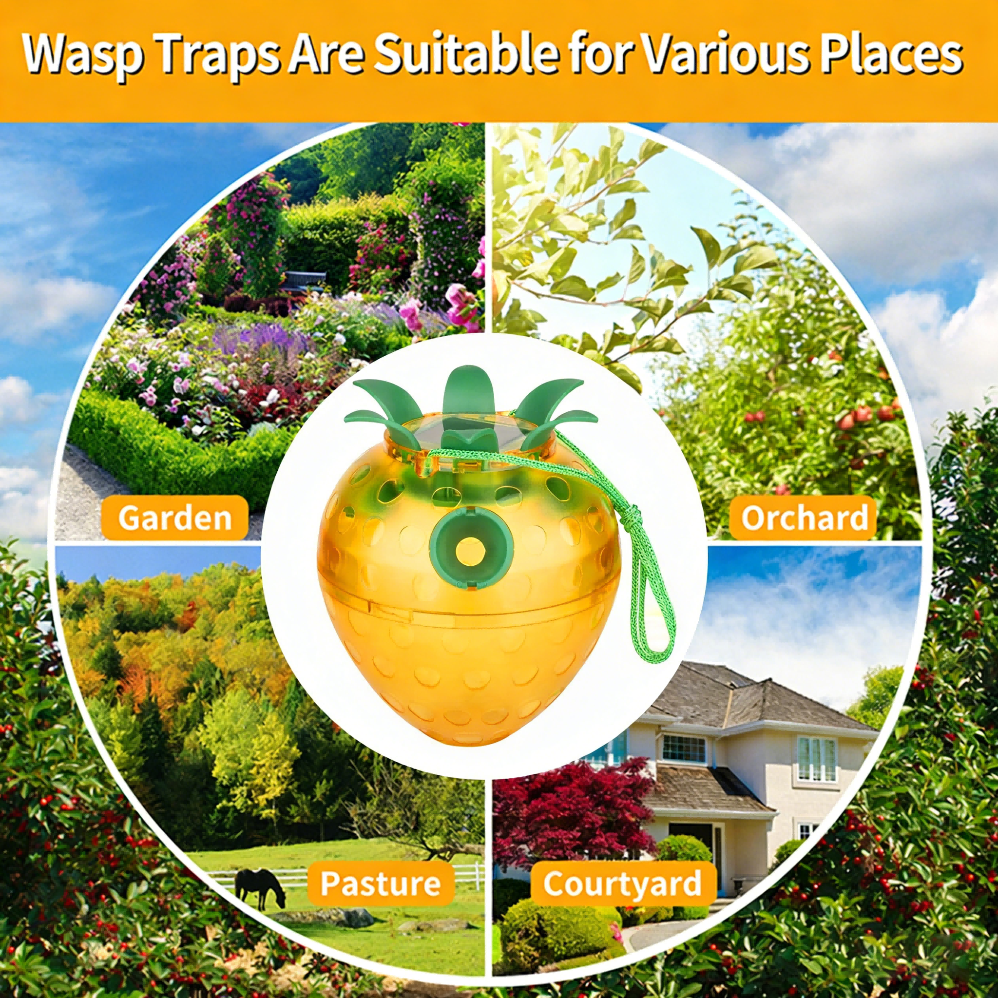 Solar-powered mason bee trap. Outdoor strawberry-shaped bee trap. Suitable for gardens and farms.