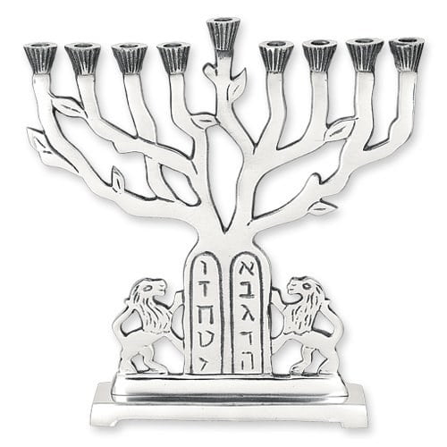Candle Menorah Lions of Judah Aluminum