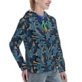 thumbnail image 6 of Lsque Blue Leaves A Pattern Casual Women's Hoodie,Hooded Sweatshirt with Kangaroo Pocket,Pullover Hoodie with Eye-catching Drawstrings-X-Large, 6 of 7