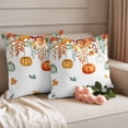thumbnail image 2 of Thanksgiving Pumpkin Pillow Covers 2 Pack Autumn Orange Green Leaves Vintage Village Farm Pillowcase Waterproof Outdoor Throw Pillow Cover for Patio Garden Square Cushion 20”x20”, 2 of 9