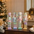 thumbnail image 4 of MInHoues Pastel Nutcracker Figurines Set of 4, Christmas Wooden Nutcracker Soldier Ornaments, Festive Macaron Color Holiday Decor for Tabletop Mantel Shelf, Xmas Decoration Gift, 4 of 6