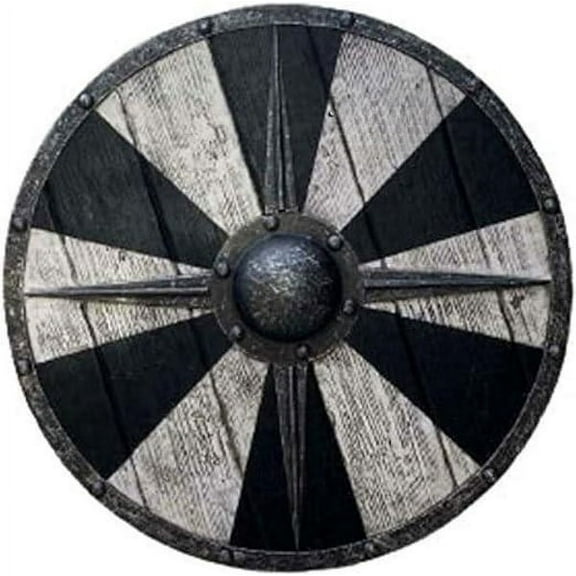 Viking 24" German Humpback Shield – Rustic Wooden Round Plaque for Medieval Home Decor and Perfect Gifts for Enthusiasts
