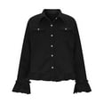 thumbnail image 4 of ZHYou Womens Shirts,Ruffle Sleeve,Button Down Front Chest Pockets Soft VelvetCasual Fashion Tops Trendy Design,Black,Size M, 4 of 9