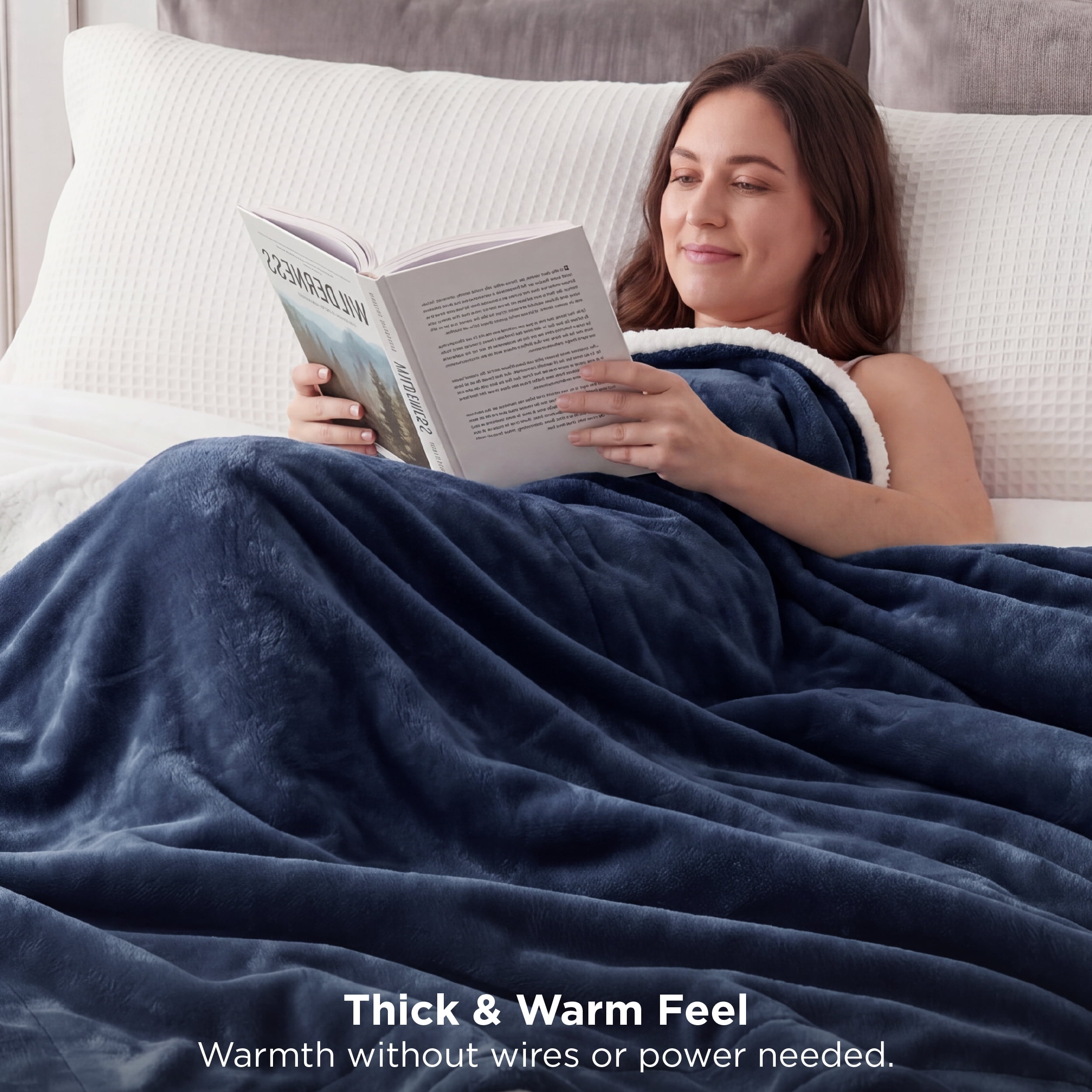 U by Bedsure GentleSoft Sherpa Fleece Throw Blanket Twin Size for Couch - Thick and Warm Throw for Women and Men, Soft Fuzzy Plush Twin Blanket for Winter, Navy, 60x80 Inches