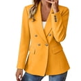 thumbnail image 5 of Work Tops for Women Womens Casual Blazer Open Front Long Sleeve Turndown Collar Solid Button Work Office Blazer Tops Yellow S, 5 of 6