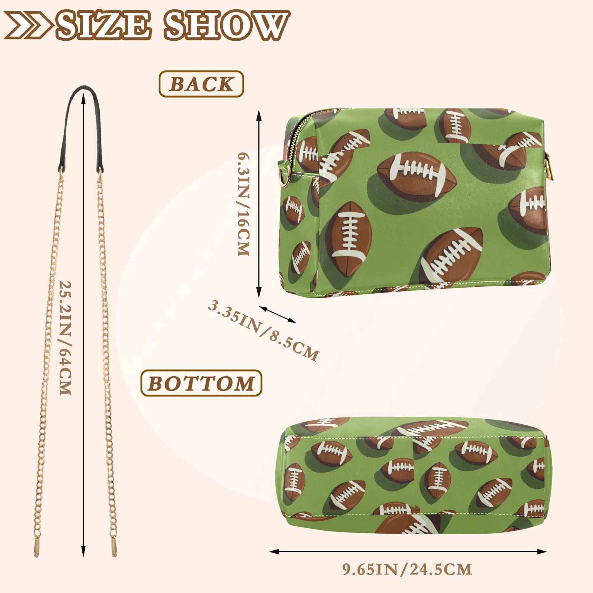 FORMRS Women Crossbody Purse with Chain Strap Vegan Leather Shoulder Handbag, Game Day Footballs