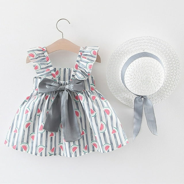 Robes pour Filles pour Enfants - Robe et Jupe Style Chapeau de Soleil Froncées à Motif Floral pour Petites Filles Tout-Petits Tenue Décontractée de Fête Prête pour l'École