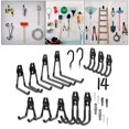 thumbnail image 1 of Ganchos de cochera, 14 paquetes de ganchos utilitarios de montaje en pared de material acero ganchos de almacenamiento de cochera doble perchas con Negro BLESIY ganchos de garaje, 1 of 8