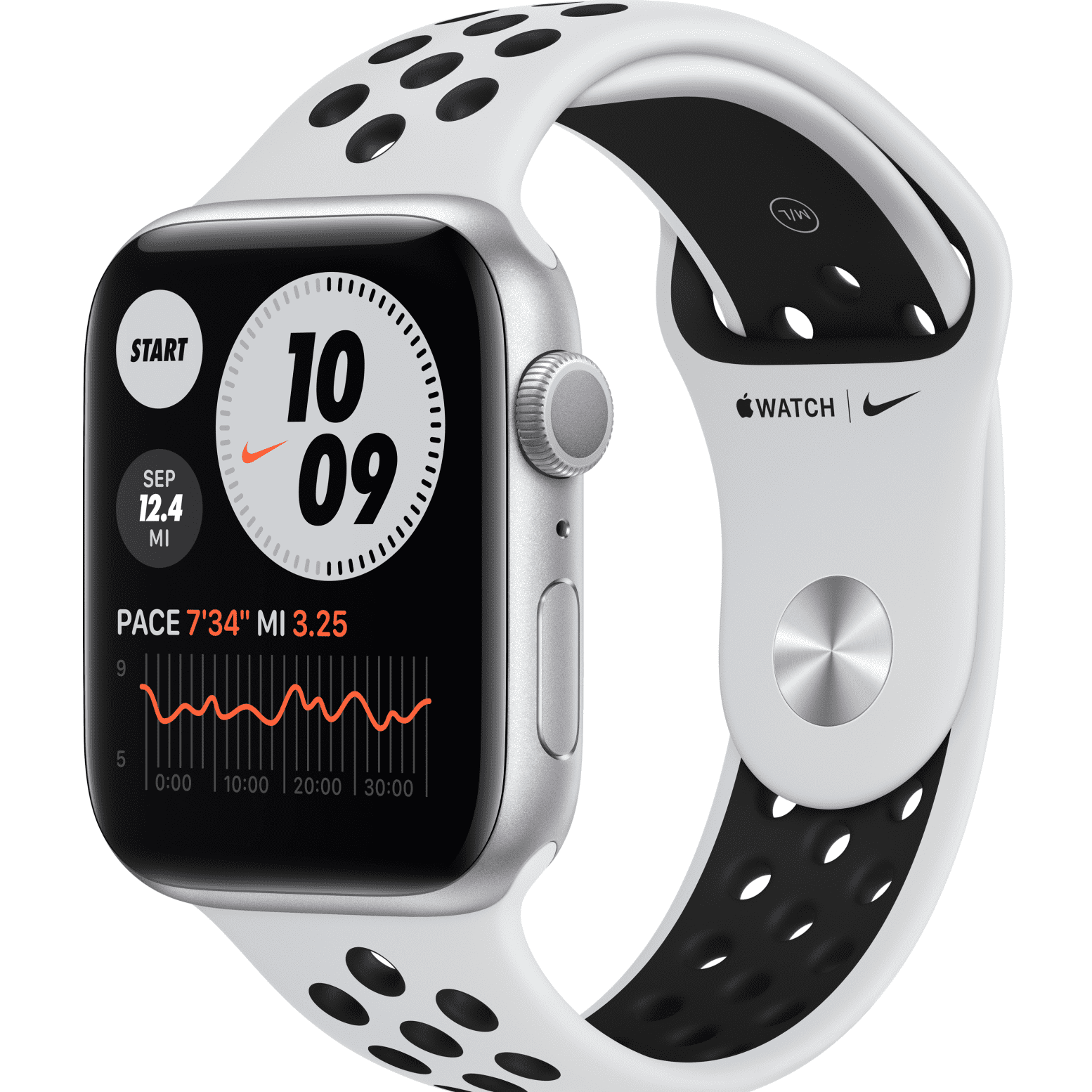 Apple Watch Nike Series 6 GPS, 44mm Silver Aluminum Case with 