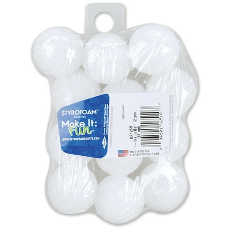 Floracraft Styrofoam Balls, 1-1/4", 12/pkg, White
