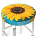 thumbnail image 3 of Susaid Golden Sunflower in Blue Print Elastic Bar Stool Cover Personalized Washable Stool Cover for Barbershop Home Bar Kitchen-12 inch, 3 of 7