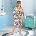 thumbnail image 5 of FORMRS Niños Bathrobe Unisex Hooded Robe Soft Plush Pajamas Sleepwear, Size 7-9T, Colorful Flowers Pattern, 5 of 7