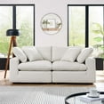 thumbnail image 5 of Modular Loveseat Sofa Couch, Ivory White, Fabric, Living Kitchen Cafe Bistro Hospitality Restaurant, Modern Contemporary HB34754, 5 of 5