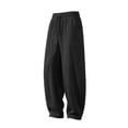 thumbnail image 4 of SAWOBUUN Mens Cotton Linen Harem Pants Loose Fit Wide Leg Elastic Waist Drawstring Breathable Relaxed Fit Beach Trousers, 4 of 6