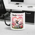 thumbnail image 2 of Hello Valentine’s Day Pitbull Flower Crown Romantic Pink Floral 11oz Accent Two-tone Mug Terrier Dog Lover Coffee Tea Cup - 00031, 2 of 5