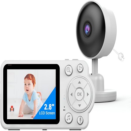 GJX Video Baby Monitor with Camera and Audio, No WiFi Baby Camera Monitor with VOX Mode, 2.8" Display, Infrared Night Vision, Two-Way Audio, Temperature Sensor and Lullabies, 2600mAh Battery Life