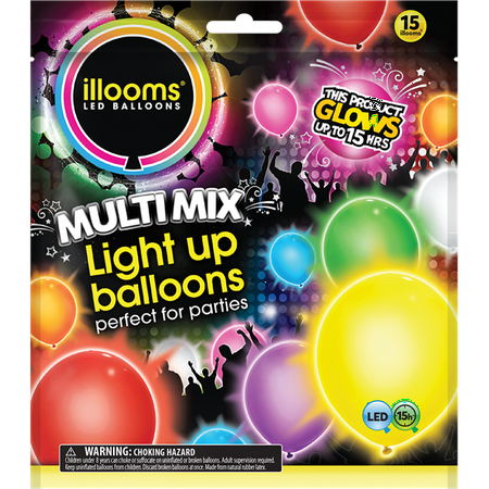 Illooms Latex Light-Up Balloons, Assorted, 9in,