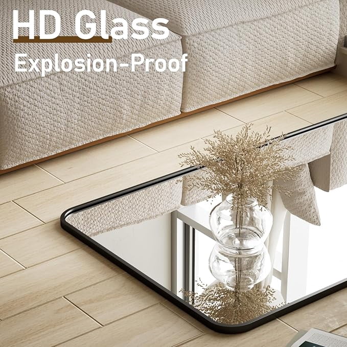 Mirstory 20" x 60" Rectangle Full Length Mirror with Stand Round Edge Floor Mirror, Black