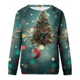 thumbnail image 4 of Qiopertar Mode Femmes Imprimé Col Rond Pull Tops Manches Longues Blouse Confortable Chandail en Molleton Offres de la Semaine Liquidation Moins de 5$ jusqu'à 90 % de Réduction, 4 of 5
